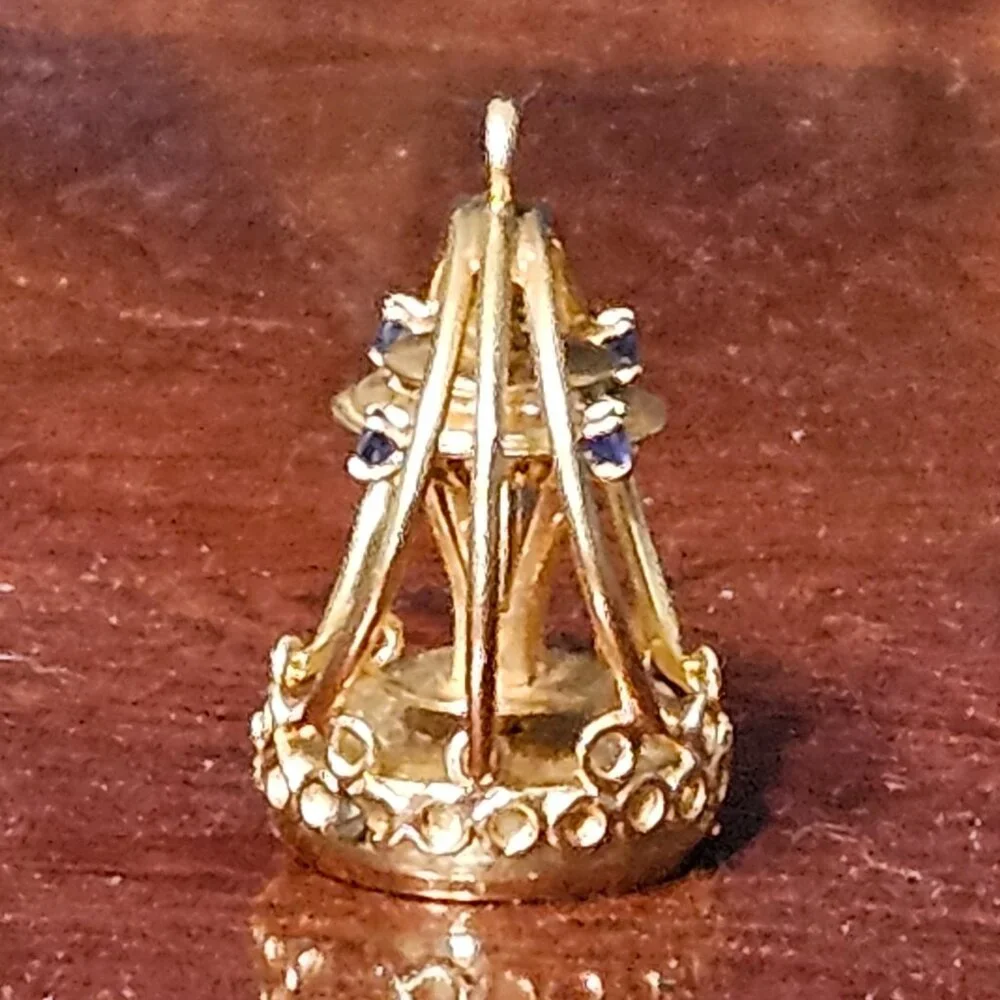 VINTAGE DANKNER 3D MECHANICAL SEATTLE SPACE NEEDLE 14K CHARM PENDANT NECKLACE